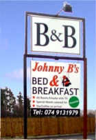 Sign at Johnny B's B&B Ballybofey Accommodation, Co. Donegal, Ireland